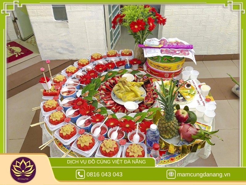 Mâm cúng đầy tháng bé gái cho chị Vy – Điện Bàn